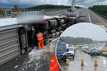 Unfall A4: Mega-Stau auf A4 in Sachsen! Umgekippter Lkw legt Autobahn stundenlang lahm