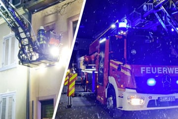 Wohnung brennt: Feuerwehr rettet drei Menschen mit Drehleiter