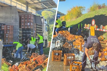 Scherben-Chaos auf Bundesstraße: Lkw verliert Hunderte Kisten Mineralwasser