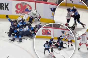 Bizarres Chaos bei Eishockey-Spiel: Plötzlich prügeln Kinder aufeinander ein
