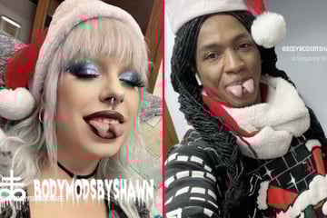 Tattoo and body mod addicts with split tongues put creepy spin on Christmas costumes