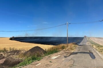 Feld nahe Bundesstraße brennt: Feuer breitet sich bis zu Motocross-Strecke und Betrieb aus