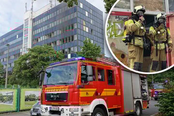 Dresden: Brand in Dresdner "Lost Place": Schwarzer Rauch dringt aus Gebäude