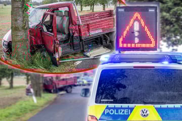 Pritschenwagen mit Kleinkind an Bord kracht gegen Baum: Fahrer schwer verletzt