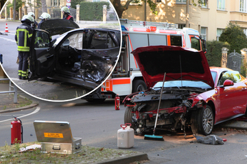 Mustang gegen VW: Kreuzungs-Crash löst Einsatz in Leipzig aus