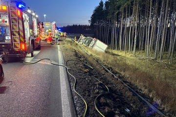 Sperrung auf der A19: Lkw kippt um, Fahrer eingeklemmt