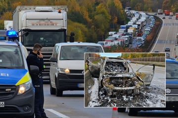 Chemnitz: Auto auf A4 bei Chemnitz abgefackelt: Stau-Gefahr!