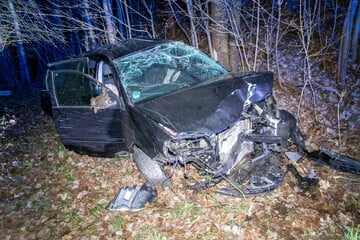 Suff-Unfall im Erzgebirge: VW-Fahrer kracht gegen Hecke, Stein und Schranke