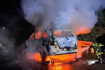 Unfall A38: Dacia brennt auf A38 aus: Gasflasche macht Löscharbeiten zu einer heiklen Angelegenheit
