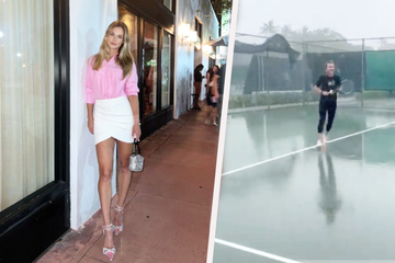 Völlig gaga oder lustig? Tennis-Star trainiert mitten im Hurrikan