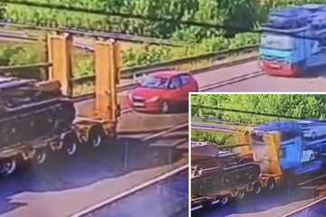 Skoda bei Horror-Unfall zwischen zwei Lastwagen eingequetscht - ein Toter