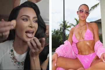 Kim Kardashian announces Super Bowl Halftime Show while playing pretty in pink
