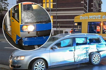 Tram und VW stoßen zusammen: Ein Verletzter bei Unfall im Leipziger Norden