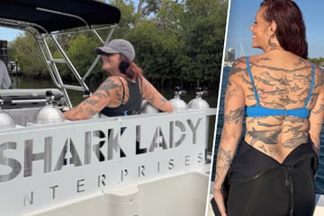 Diese Liebe geht unter die Haut: Mit über 100 Hai-Tattoos hält Emily den Weltrekord
