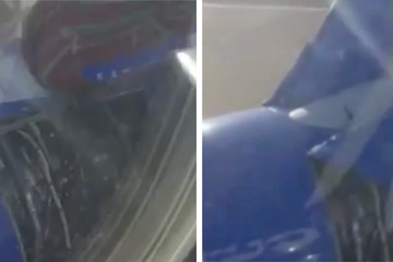 Horror im Flugzeug: Triebwerk-Teile lösen sich in Luft auf