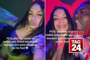 Viral Video of the Day for November 10, 2025: Girl doesn't realize she's stepping on friend's foot while partying