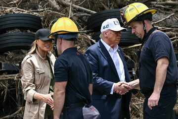 Trump surveys Texas flood damage, meets rescuers as scrutiny over official response mounts