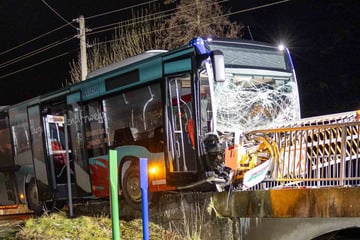 Missglücktes Ausweichmanöver: Bus kracht in Brückengeländer