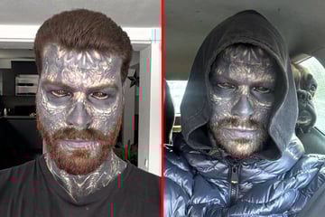 Extreme tattoo addict who turned himself into a demon totally transforms his look