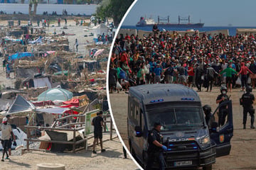 Ausschreitungen in Ceuta: Migranten umzingeln Militär - Einheimische verwüsten Lager am Strand
