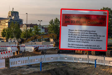 Wegen Bombenentschärfung: Cottbus am Dienstag nicht mit Zug erreichbar