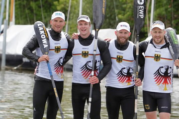 Zoff um diese Mützen! Vor dem Finale müssen die Kanuten im Deutschland-Vierer plötzlich ihre Caps absetzen