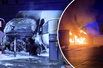 Dresden: Einsatz am Elbepark: Geparkter Transporter steht plötzlich in Flammen