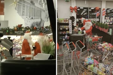 Festlicher Diebeszug: Weihnachtsmänner und Elfen rauben Supermarkt aus
