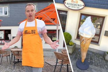 Wer hat ihm die Riesentüte geklaut? Café-Chef bietet ein Jahr Gratis-Eis für den entscheidenden Tipp