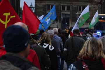 Dresden: Montagsdemo in Dresden: Radfahrer streitet sich mit Teilnehmer