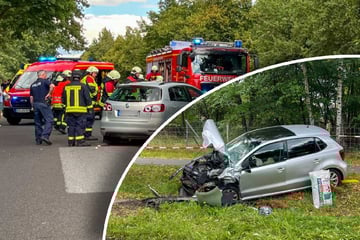 Schlimmer Unfall am Senftenberger See: Autos rasen frontal ineinander - Rettungsheli im Einsatz