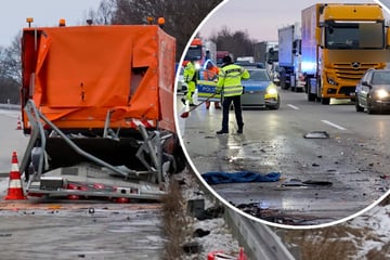 Unfall A14: Stau nach Unfall auf A14 in Sachsen: Laster kracht gegen Schilderwagen