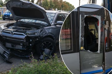 Unfall in Taucha: Auto rammt Straßenbahn - LVB-Fahrer in Kabine gefangen