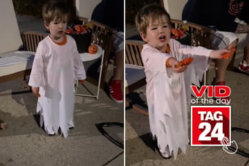 Viral Video of the Day for October 8, 2024: Boy hands out Halloween "spooky candy" to invisible kids