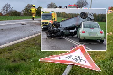 Straßensperrung nach schwerem Unfall: Kia überschlägt sich und schlittert in Beetle
