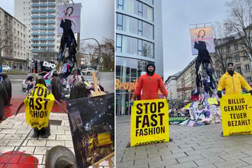 Chemnitz: Was macht dieser riesige Kleiderberg in der Chemnitzer Innenstadt?