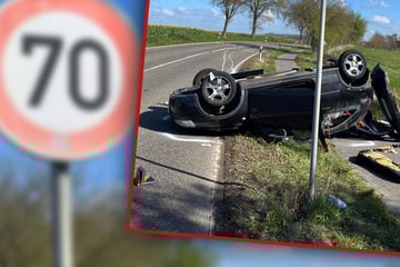 Auto überschlägt sich und landet auf Dach – vier Menschen teils schwer verletzt