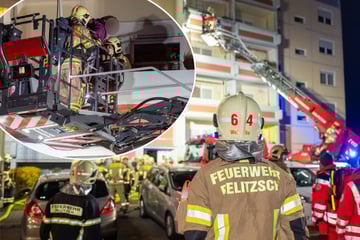 Leipzig: Rauch schneidet Fluchtweg ab: Feuerwehr rettet Bewohner aus Mehrfamilienhaus in Delitzsch