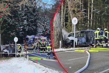 Auto geht in Flammen auf: Für den Fahrer kommt jede Hilfe zu spät