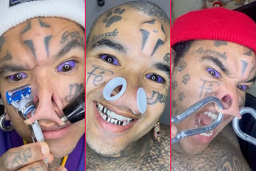 Tattoo and body mod influencer shocks fans with these massive nose tunnels