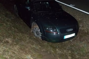 Audi landet im Straßengraben, doch der Fahrer macht sich aus dem Staub