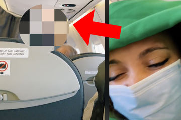 Frau kann nicht glauben, was eine Passagierin da vor ihr im Flugzeug treibt
