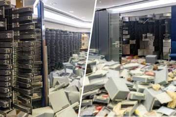 Spektakulärer Einbruch in Sparkasse: Durch dieses Chaos haben sich die Ermittler gewühlt