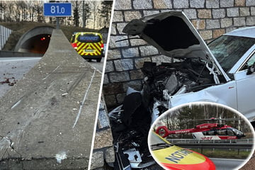 Unfall A4: Verfolgungsjagd endet an Tunnelmauer: Zwei Autodiebe schwer verletzt!