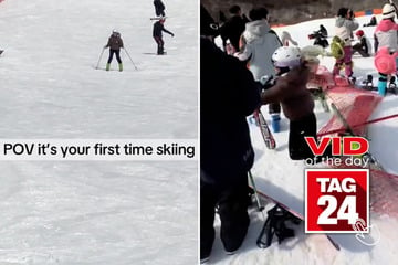 Viral Video of the Day for February 5, 2025: First-time skier takes scenic route directly into crowd!