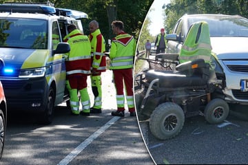 Unfall im Osterzgebirge: Auto erfasst 81-jährigen Rollstuhlfahrer - Mann schwer verletzt