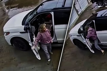 Was ein Schockmoment: Mutter verhindert Garagen-Crash mit Auto