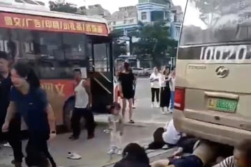 Chinese school bus rams into crowd of children and parents in horrific accident