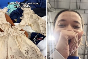 Frau findet Kleid in Container: Als sie auf das Etikett schaut, kann sie ihren Augen kaum trauen