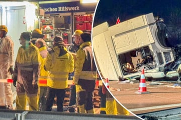 Unfall A8: Käse-Chaos auf A8: 40-Tonner voller Kühlprodukte in zwei Teile gerissen